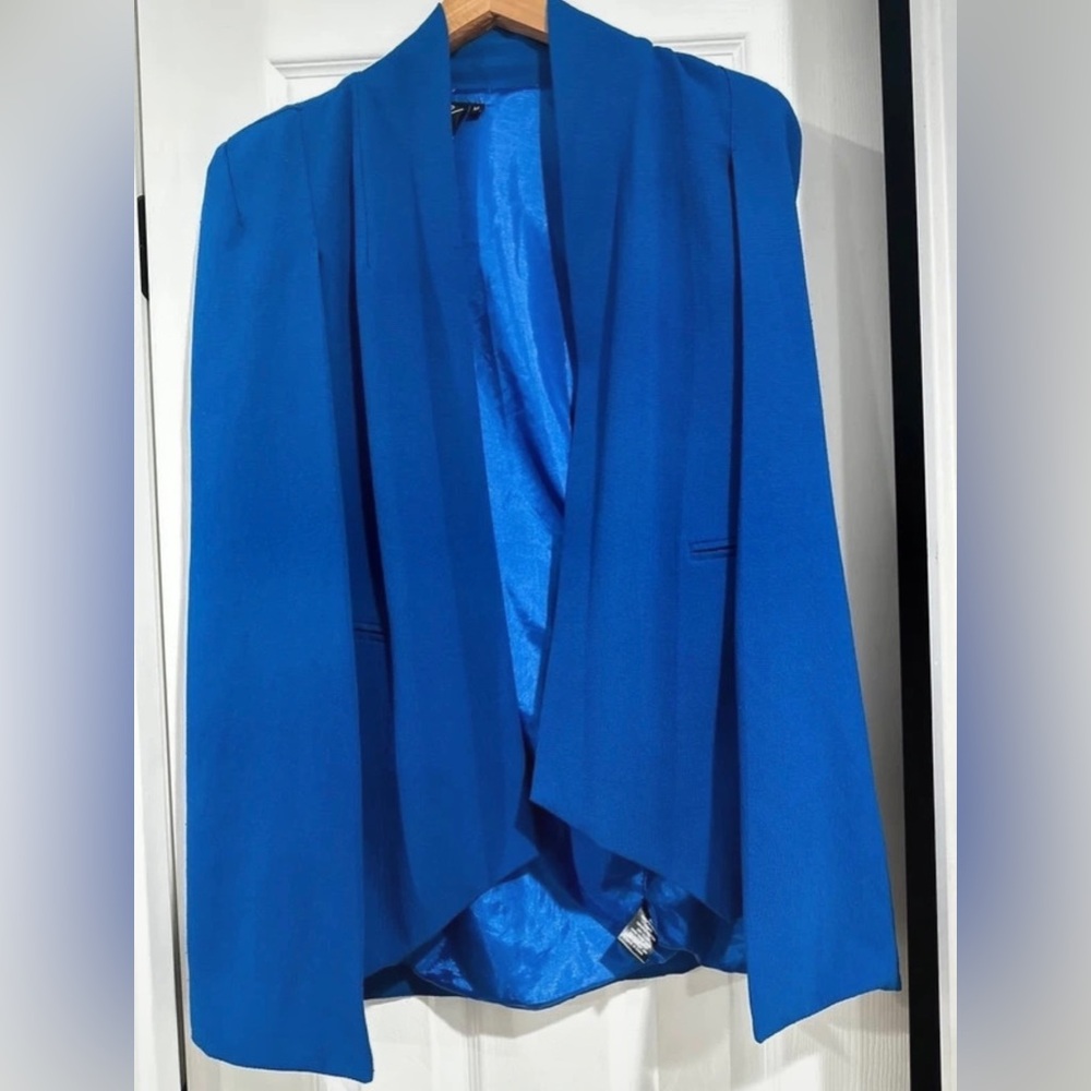 Windsor Vibrant Blue Draped Open-Front Blazer